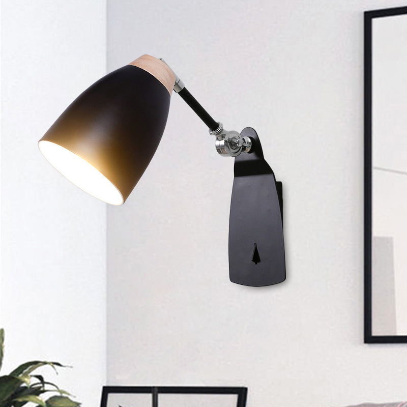 Metal Cup Shape Wall Mounted Light Modern 1-Light White/Black Finish Rotatable Wall Sconce Lamp Black Clearhalo 'Cast Iron' 'Glass' 'Industrial' 'Modern wall lights' 'Modern' 'Tiffany' 'Traditional wall lights' 'Wall Lamps & Sconces' 'Wall Lights' Lighting' 800849