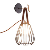 Pear Cage Iron Wall Sconce Minimalist 1-Head Black Finish LED Wall Lighting Ideas with Leatherwear Handle Clearhalo 'Cast Iron' 'Glass' 'Industrial' 'Modern wall lights' 'Modern' 'Tiffany' 'Traditional wall lights' 'Wall Lamps & Sconces' 'Wall Lights' Lighting' 800858