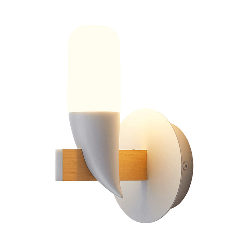 Bird-Like Wall Light Sconce Modernism Metal LED Bedside Wall Mount Lamp Fixture in White and Wood Clearhalo 'Cast Iron' 'Glass' 'Industrial' 'Modern wall lights' 'Modern' 'Tiffany' 'Traditional wall lights' 'Wall Lamps & Sconces' 'Wall Lights' Lighting' 800870