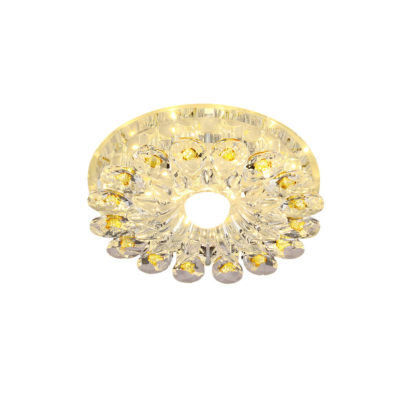 Yellow Blossom Flush-Mount Light Fixture Modernist Crystal LED Hallway Ceiling Lamp Clearhalo 'Ceiling Lights' 'Close To Ceiling Lights' 'Close to ceiling' 'Flush mount' Lighting' 800966