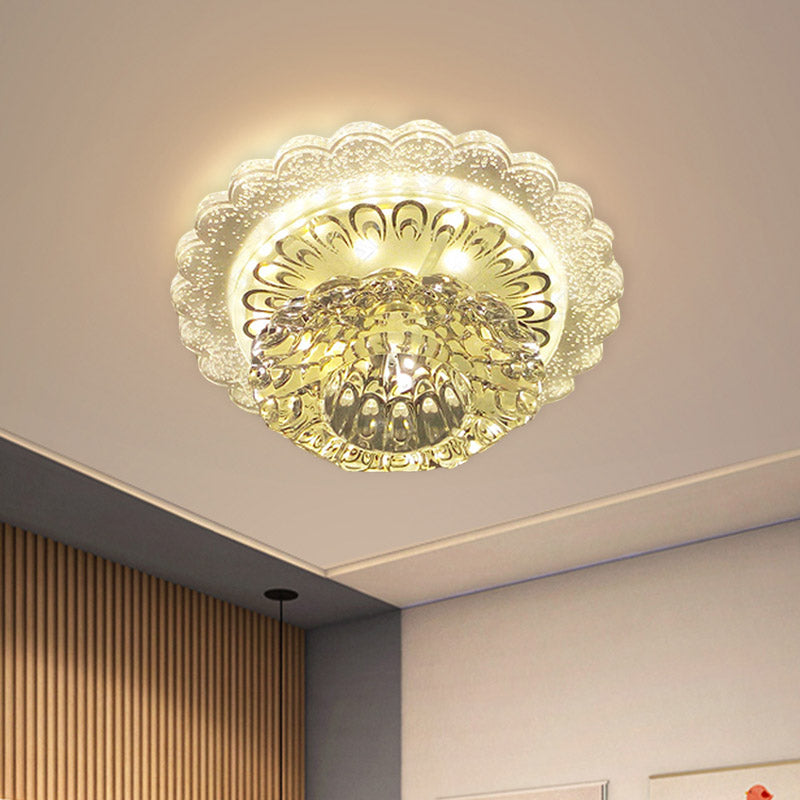 LED Blossom Flush Mount Modernism Clear Crystal Ceiling Light Fixture for Hallway in Warm/White Light Clear Clearhalo 'Ceiling Lights' 'Close To Ceiling Lights' 'Close to ceiling' 'Flush mount' Lighting' 800992