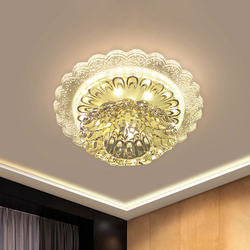 LED Blossom Flush Mount Modernism Clear Crystal Ceiling Light Fixture for Hallway in Warm/White Light Clearhalo 'Ceiling Lights' 'Close To Ceiling Lights' 'Close to ceiling' 'Flush mount' Lighting' 800993