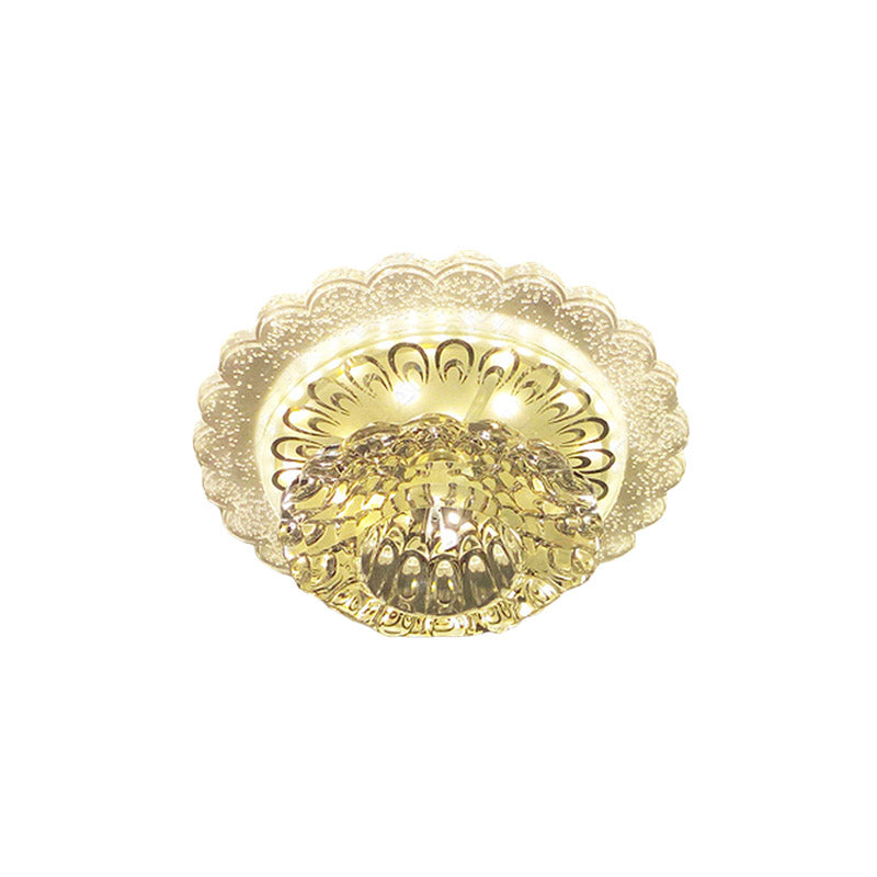 LED Blossom Flush Mount Modernism Clear Crystal Ceiling Light Fixture for Hallway in Warm/White Light Clearhalo 'Ceiling Lights' 'Close To Ceiling Lights' 'Close to ceiling' 'Flush mount' Lighting' 800994