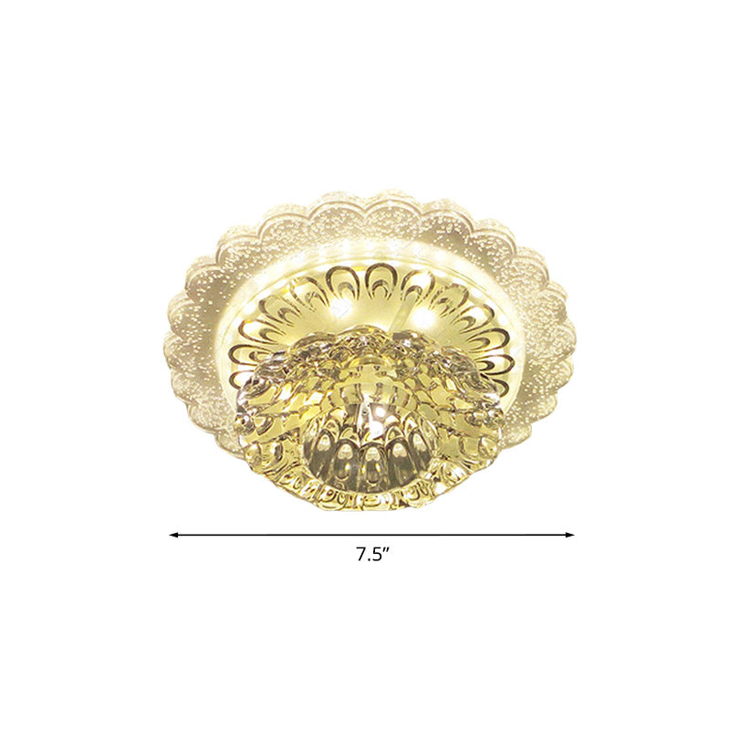 LED Blossom Flush Mount Modernism Clear Crystal Ceiling Light Fixture for Hallway in Warm/White Light Clearhalo 'Ceiling Lights' 'Close To Ceiling Lights' 'Close to ceiling' 'Flush mount' Lighting' 800995