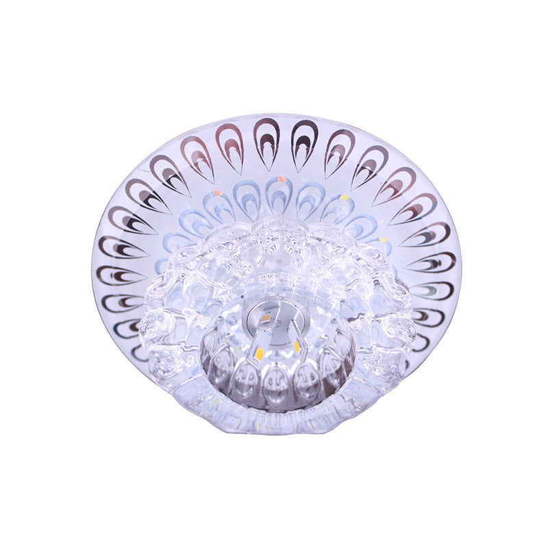 LED Flush Mount Light Modernist Peacock Tail Clear Faceted Crystal Lighting Fixture in Warm/White Light Clearhalo 'Ceiling Lights' 'Close To Ceiling Lights' 'Close to ceiling' 'Flush mount' Lighting' 800998