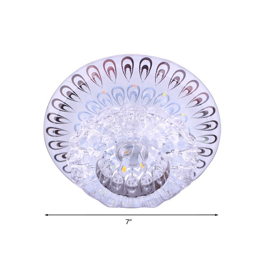 LED Flush Mount Light Modernist Peacock Tail Clear Faceted Crystal Lighting Fixture in Warm/White Light Clearhalo 'Ceiling Lights' 'Close To Ceiling Lights' 'Close to ceiling' 'Flush mount' Lighting' 800999