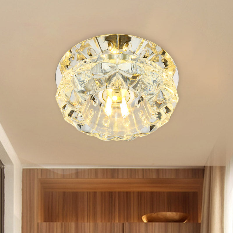 Minimalist Flower Flush Mount Lamp LED Beveled Crystal Ceiling Lighting for Corridor Clear Clearhalo 'Ceiling Lights' 'Close To Ceiling Lights' 'Close to ceiling' 'Flush mount' Lighting' 801000