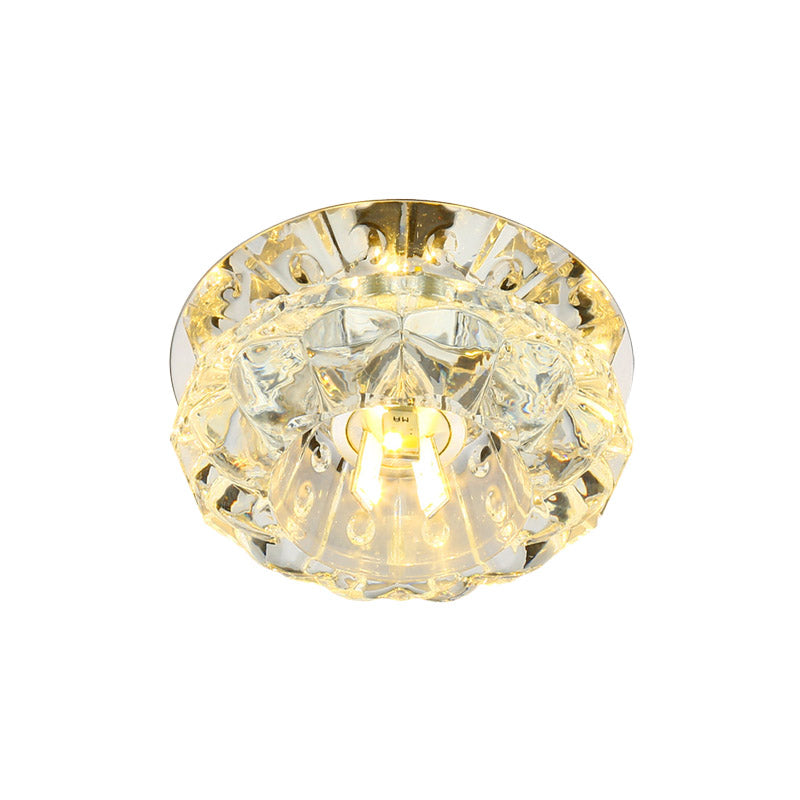 Minimalist Flower Flush Mount Lamp LED Beveled Crystal Ceiling Lighting for Corridor Clearhalo 'Ceiling Lights' 'Close To Ceiling Lights' 'Close to ceiling' 'Flush mount' Lighting' 801002