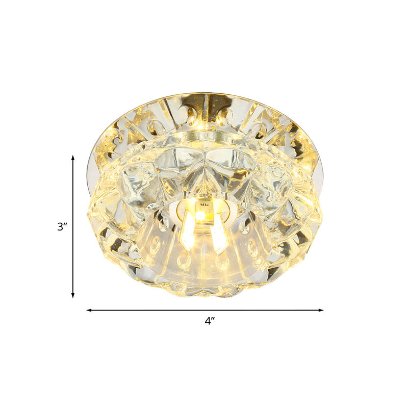 Minimalist Flower Flush Mount Lamp LED Beveled Crystal Ceiling Lighting for Corridor Clearhalo 'Ceiling Lights' 'Close To Ceiling Lights' 'Close to ceiling' 'Flush mount' Lighting' 801003