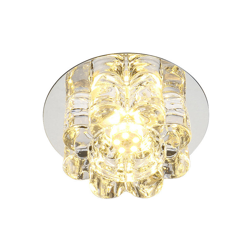 Clear Crystal Petal Flush Mount Lighting Modern LED Living Room Flush Light Fixture in Warm/White/Multi Color Light Clearhalo 'Ceiling Lights' 'Close To Ceiling Lights' 'Close to ceiling' 'Flush mount' Lighting' 801006