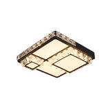 Black Square/Round Flush Light Fixture Minimal Style Faceted Crystal LED Bedroom Ceiling Mount Clearhalo 'Ceiling Lights' 'Close To Ceiling Lights' 'Close to ceiling' 'Flush mount' Lighting' 801015