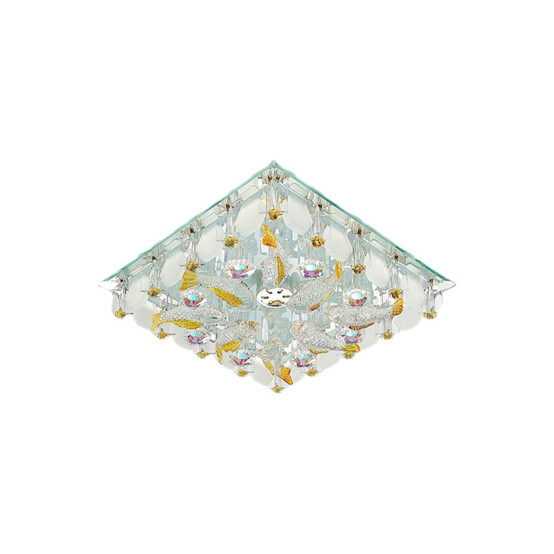 LED Square Flush Mount Lamp Simple Clear Crystal Close to Ceiling Light for Balcony Clearhalo 'Ceiling Lights' 'Close To Ceiling Lights' 'Close to ceiling' 'Flush mount' Lighting' 801028