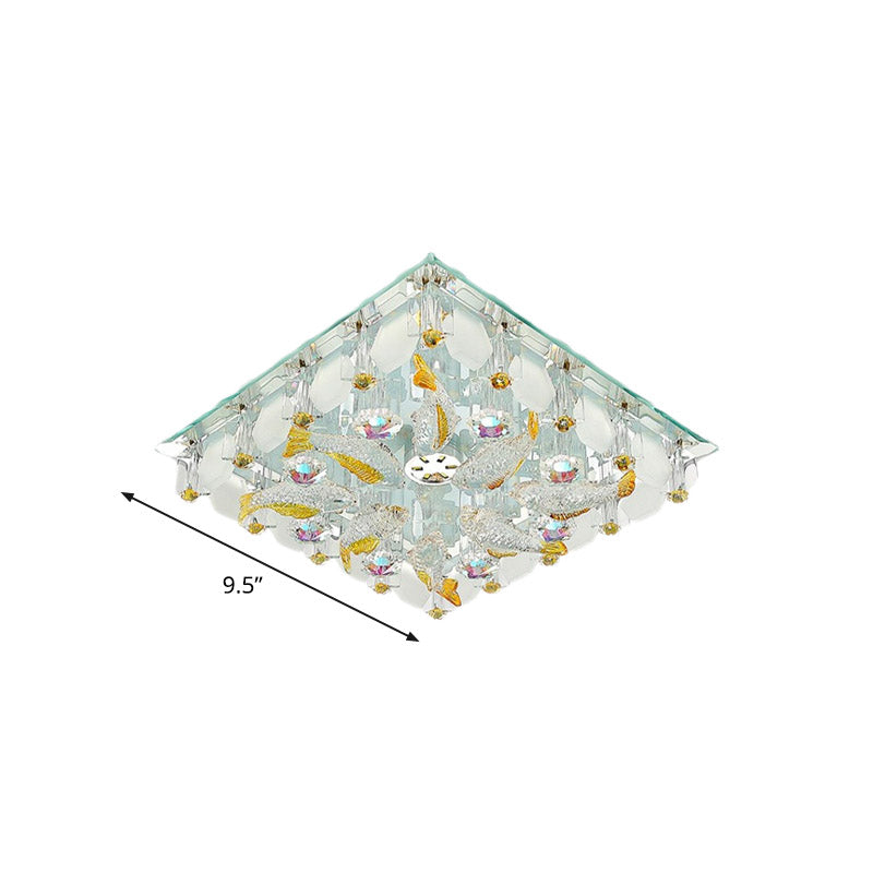 LED Square Flush Mount Lamp Simple Clear Crystal Close to Ceiling Light for Balcony Clearhalo 'Ceiling Lights' 'Close To Ceiling Lights' 'Close to ceiling' 'Flush mount' Lighting' 801029