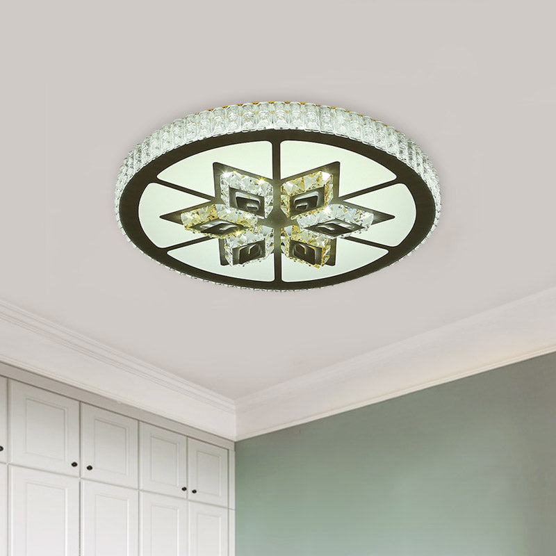 Round Bedroom Flushmount Ceiling Lamp Minimal Crystal LED Black Lighting Fixture with Diamond Design Clearhalo 'Ceiling Lights' 'Close To Ceiling Lights' 'Close to ceiling' 'Flush mount' Lighting' 801043