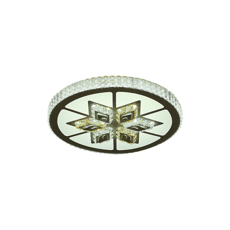 Round Bedroom Flushmount Ceiling Lamp Minimal Crystal LED Black Lighting Fixture with Diamond Design Clearhalo 'Ceiling Lights' 'Close To Ceiling Lights' 'Close to ceiling' 'Flush mount' Lighting' 801044