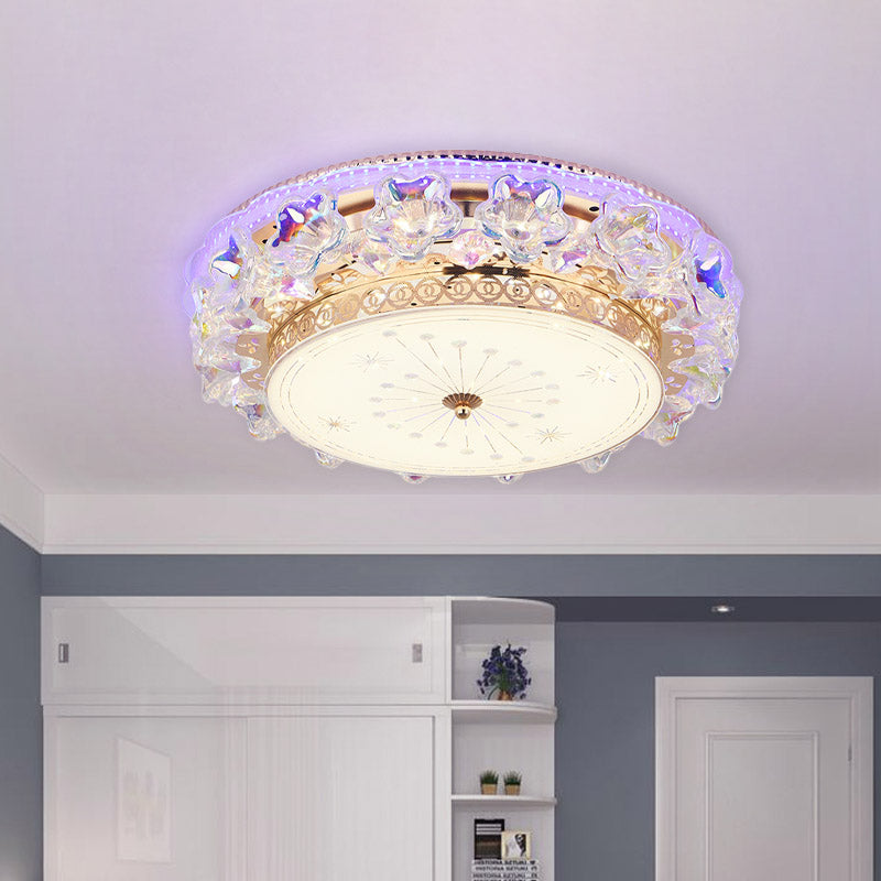 Gold LED Flush Mount Fixture Simple Clear Crystal Round Close to Ceiling Light with Star Design Clear Clearhalo 'Ceiling Lights' 'Close To Ceiling Lights' 'Close to ceiling' 'Flush mount' Lighting' 801055