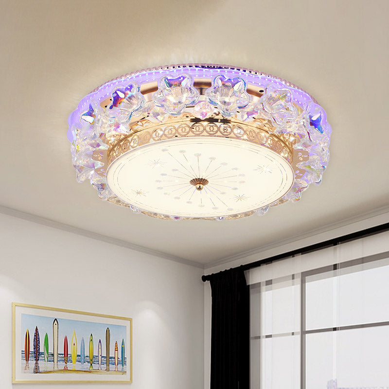 Gold LED Flush Mount Fixture Simple Clear Crystal Round Close to Ceiling Light with Star Design Clearhalo 'Ceiling Lights' 'Close To Ceiling Lights' 'Close to ceiling' 'Flush mount' Lighting' 801056