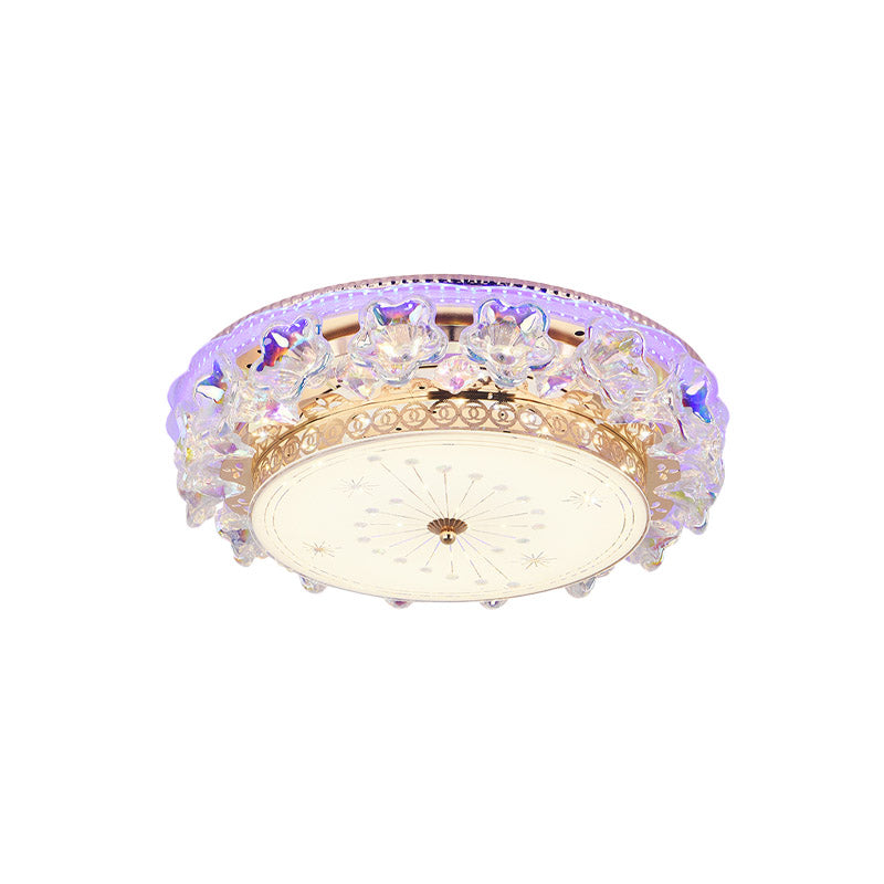 Gold LED Flush Mount Fixture Simple Clear Crystal Round Close to Ceiling Light with Star Design Clearhalo 'Ceiling Lights' 'Close To Ceiling Lights' 'Close to ceiling' 'Flush mount' Lighting' 801057