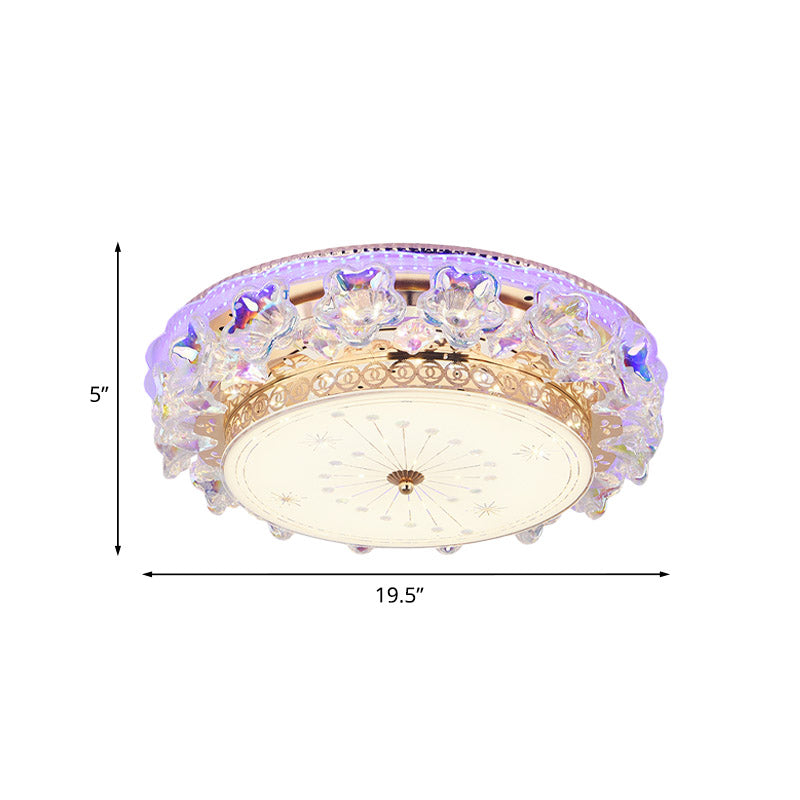 Gold LED Flush Mount Fixture Simple Clear Crystal Round Close to Ceiling Light with Star Design Clearhalo 'Ceiling Lights' 'Close To Ceiling Lights' 'Close to ceiling' 'Flush mount' Lighting' 801058