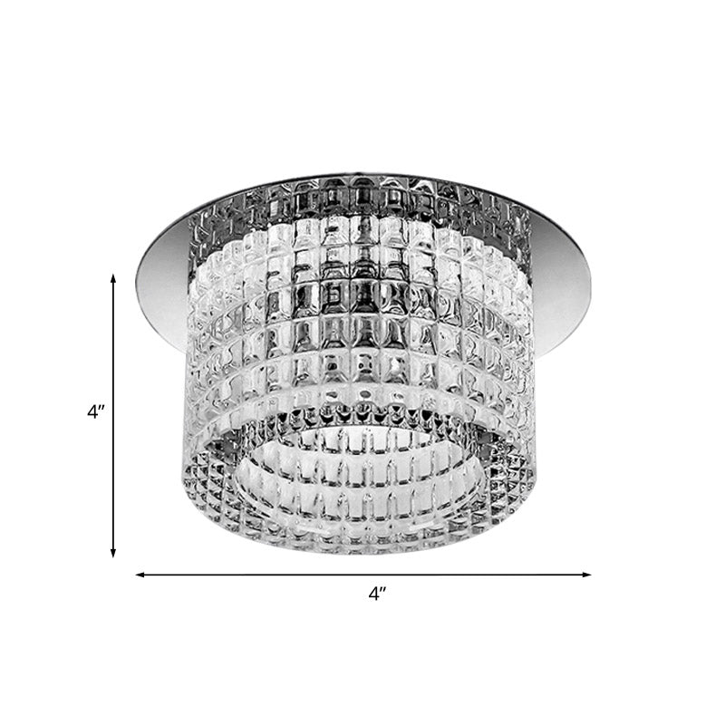 Clear Prismatic Crystal Cylinder Ceiling Lamp Modern LED Flush Mount Lighting in Warm/White Light Clearhalo 'Ceiling Lights' 'Close To Ceiling Lights' 'Close to ceiling' 'Flush mount' Lighting' 801074