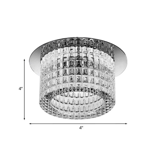 Clear Prismatic Crystal Cylinder Ceiling Lamp Modern LED Flush Mount Lighting in Warm/White Light Clearhalo 'Ceiling Lights' 'Close To Ceiling Lights' 'Close to ceiling' 'Flush mount' Lighting' 801074