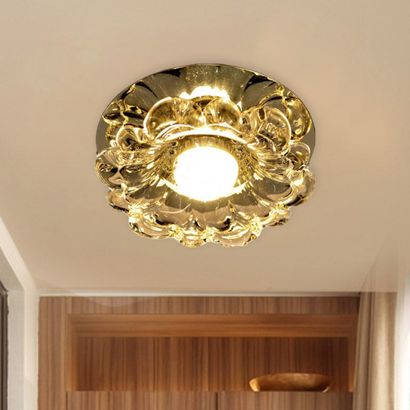 LED Scalloped Flush Mount Light Contemporary Chrome Finish Beveled Crystal Ceiling Mounted Fixture in Warm/White Light Clearhalo 'Ceiling Lights' 'Close To Ceiling Lights' 'Close to ceiling' 'Flush mount' Lighting' 801076