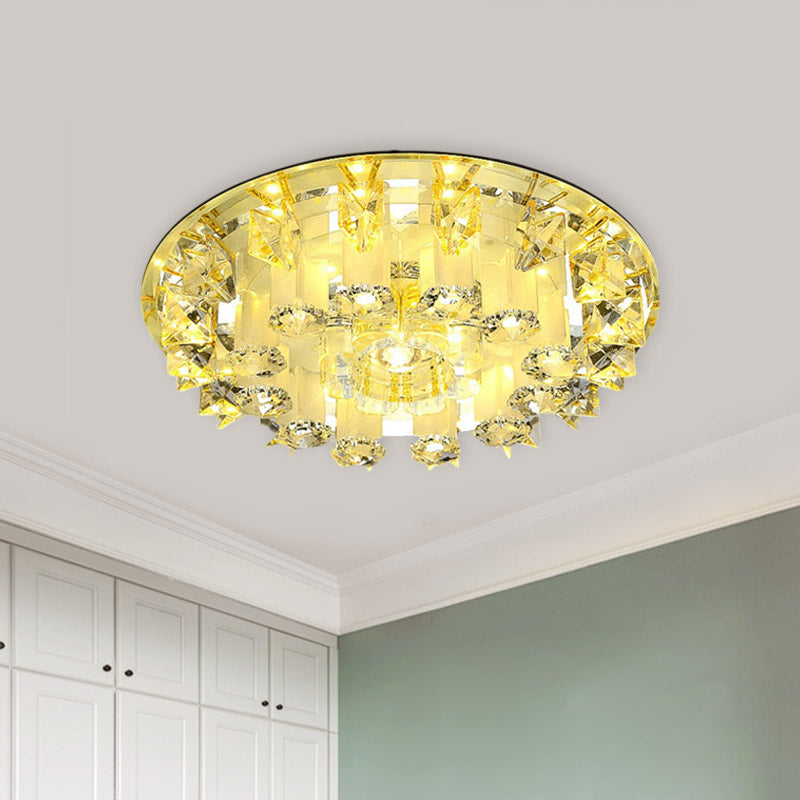 Petal Clear Crystal Ceiling Light Fixture Simple LED Bedroom Flush Mount Lamp in Yellow, Warm/White Light Yellow Clearhalo 'Ceiling Lights' 'Close To Ceiling Lights' 'Close to ceiling' 'Flush mount' Lighting' 801079