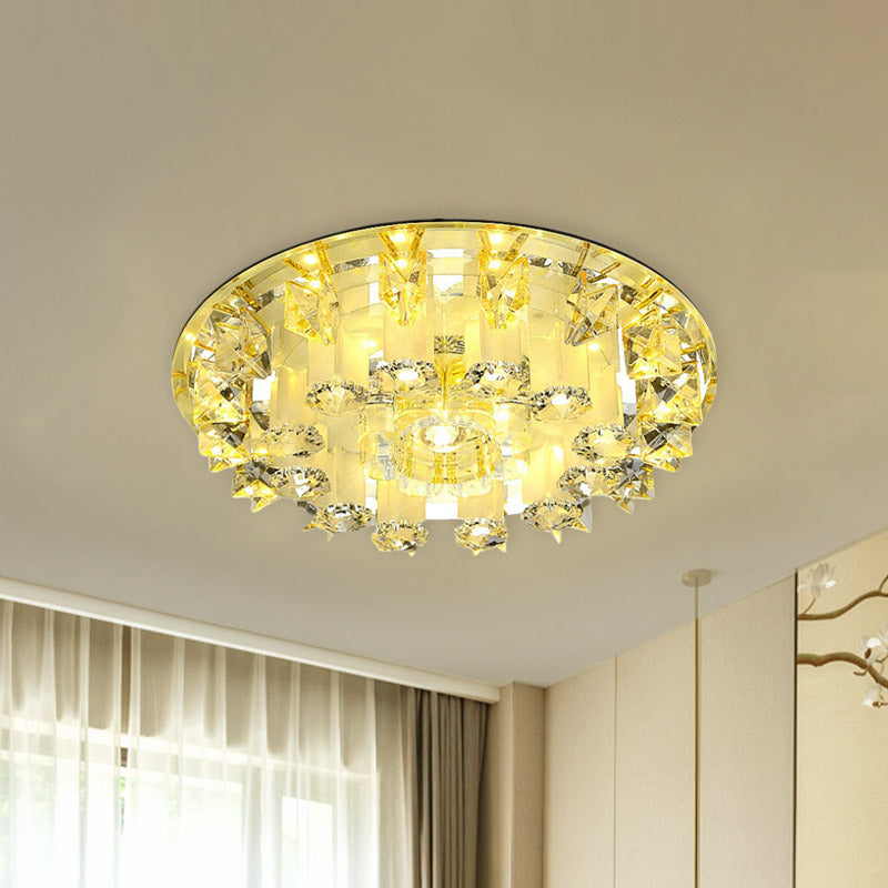 Petal Clear Crystal Ceiling Light Fixture Simple LED Bedroom Flush Mount Lamp in Yellow, Warm/White Light Clearhalo 'Ceiling Lights' 'Close To Ceiling Lights' 'Close to ceiling' 'Flush mount' Lighting' 801080