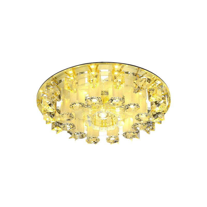 Petal Clear Crystal Ceiling Light Fixture Simple LED Bedroom Flush Mount Lamp in Yellow, Warm/White Light Clearhalo 'Ceiling Lights' 'Close To Ceiling Lights' 'Close to ceiling' 'Flush mount' Lighting' 801081