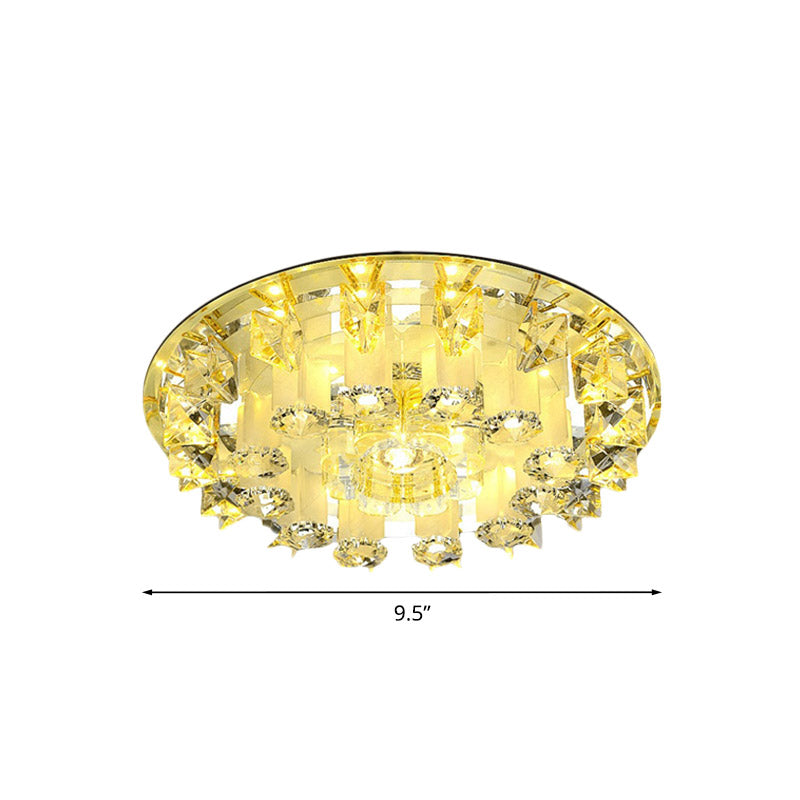 Petal Clear Crystal Ceiling Light Fixture Simple LED Bedroom Flush Mount Lamp in Yellow, Warm/White Light Clearhalo 'Ceiling Lights' 'Close To Ceiling Lights' 'Close to ceiling' 'Flush mount' Lighting' 801082