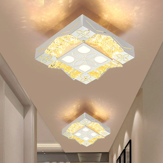 Crystal Wavy Flush Light Fixture Minimalist LED Corridor Flower Pattern Flush Mount Spotlight in White Clearhalo 'Ceiling Lights' 'Close To Ceiling Lights' 'Close to ceiling' 'Flush mount' Lighting' 801092