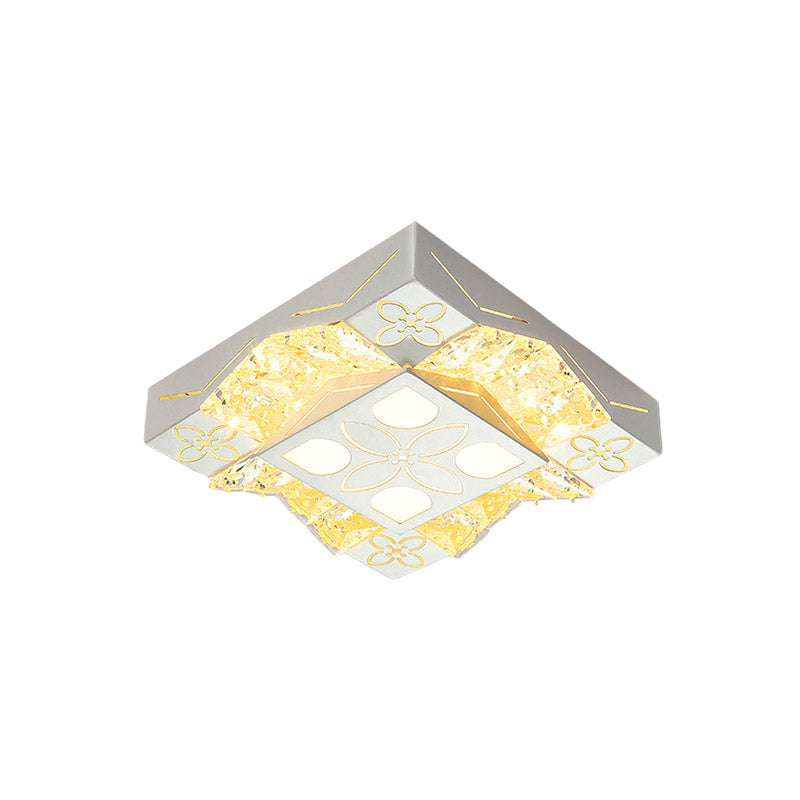 Crystal Wavy Flush Light Fixture Minimalist LED Corridor Flower Pattern Flush Mount Spotlight in White Clearhalo 'Ceiling Lights' 'Close To Ceiling Lights' 'Close to ceiling' 'Flush mount' Lighting' 801093