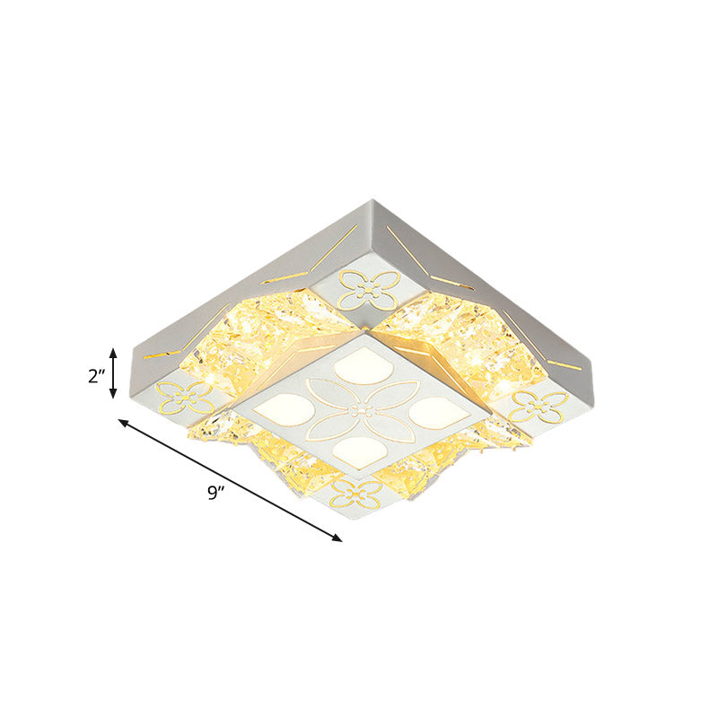 Crystal Wavy Flush Light Fixture Minimalist LED Corridor Flower Pattern Flush Mount Spotlight in White Clearhalo 'Ceiling Lights' 'Close To Ceiling Lights' 'Close to ceiling' 'Flush mount' Lighting' 801094