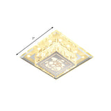 Modern Square Flush Light Fixture LED Faceted Crystal Ceiling Lamp in Chrome with Flower Pattern Clearhalo 'Ceiling Lights' 'Close To Ceiling Lights' 'Close to ceiling' 'Flush mount' Lighting' 801110