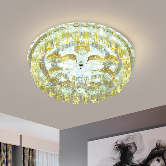 LED Flush Mount Lighting Simple Corridor Ceiling Light Fixture with Round Amber Crystal Shade Amber Clearhalo 'Ceiling Lights' 'Close To Ceiling Lights' 'Close to ceiling' 'Flush mount' Lighting' 801123