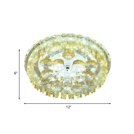 LED Flush Mount Lighting Simple Corridor Ceiling Light Fixture with Round Amber Crystal Shade Clearhalo 'Ceiling Lights' 'Close To Ceiling Lights' 'Close to ceiling' 'Flush mount' Lighting' 801126