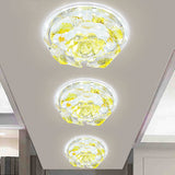 Amber Crystal Flush Mount Light Flower and Fish LED Simplicity Close to Ceiling Lamp for Hallway Clearhalo 'Ceiling Lights' 'Close To Ceiling Lights' 'Close to ceiling' 'Flush mount' Lighting' 801128