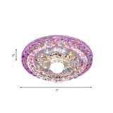 Scalloped Porch Flush Mount Lamp Minimalist Faceted Crystal LED Purple Flush Light with Drum Design in Warm/White Light Clearhalo 'Ceiling Lights' 'Close To Ceiling Lights' 'Close to ceiling' 'Flush mount' Lighting' 801143