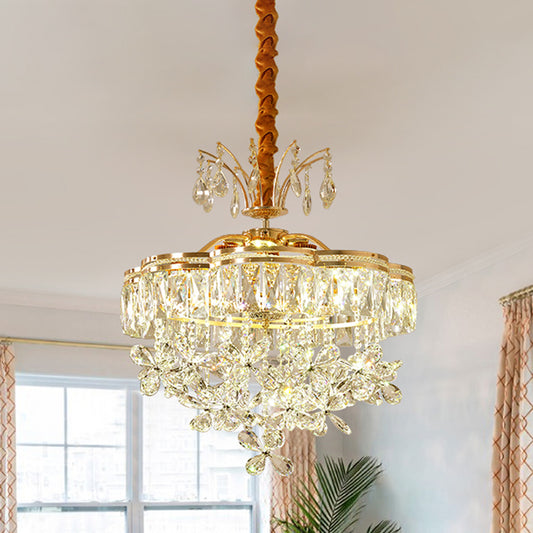 8 Lights Clear Crystal Ceiling Chandelier Modern Gold Flower Dining Room Pendant Light Kit Clearhalo 'Ceiling Lights' 'Chandeliers' 'Clear' 'Industrial' 'Modern Chandeliers' 'Modern' 'Tiffany' 'Traditional Chandeliers' Lighting' 801174