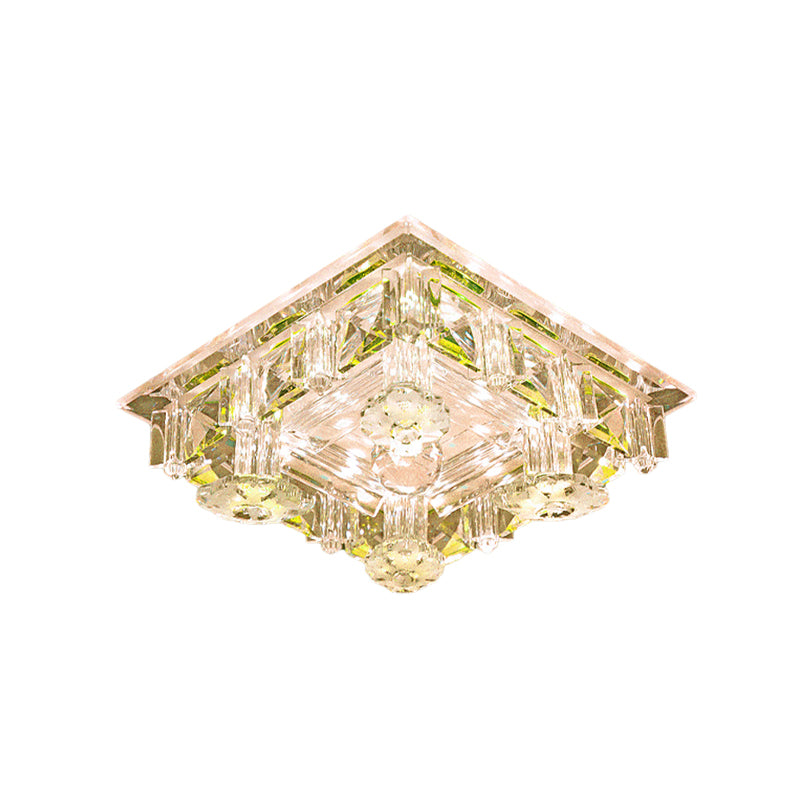 LED Square Flush Mount Ceiling Light Modernist Yellow/Purple Crystal Block Lighting Fixture for Corridor Clearhalo 'Ceiling Lights' 'Close To Ceiling Lights' 'Close to ceiling' 'Flush mount' Lighting' 801192