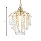 1 Head Crystal Suspension Light Traditional Gold Waterfall Living Room Ceiling Pendant Clearhalo 'Ceiling Lights' 'Pendant Lights' 'Pendants' Lighting' 801918