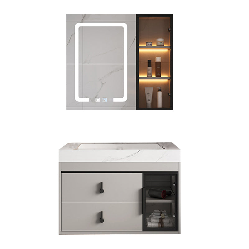 Stone Modern Mirror Included Bathroom Sink Vanity with Doors Sink Faucet Vanity & Faucet & Smart Medicine Cabinet https://res.litfad.com/site/img/item/2023/03/03/8020419/1200x1200.jpg Clearhalo 'Bathroom Remodel & Bathroom Fixtures' 'Bathroom Vanities' 'bathroom_vanities' 'Home Improvement' 'home_improvement' 'home_improvement_bathroom_vanities' 8020419