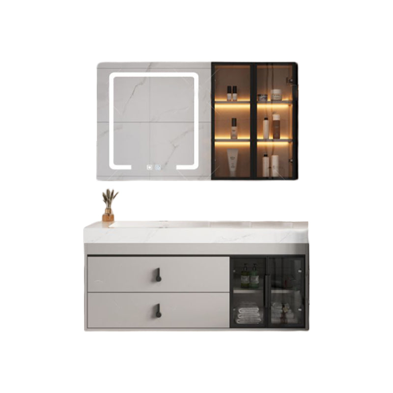 Stone Modern Mirror Included Bathroom Sink Vanity with Doors Sink Faucet Vanity & Faucet & Smart Medicine Cabinet https://res.litfad.com/site/img/item/2023/03/13/8020421/1200x1200.jpg Clearhalo 'Bathroom Remodel & Bathroom Fixtures' 'Bathroom Vanities' 'bathroom_vanities' 'Home Improvement' 'home_improvement' 'home_improvement_bathroom_vanities' 8020421