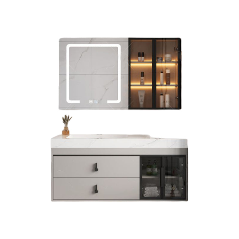 Stone Modern Mirror Included Bathroom Sink Vanity with Doors Sink Faucet Clearhalo 'Bathroom Remodel & Bathroom Fixtures' 'Bathroom Vanities' 'bathroom_vanities' 'Home Improvement' 'home_improvement' 'home_improvement_bathroom_vanities' 8020424