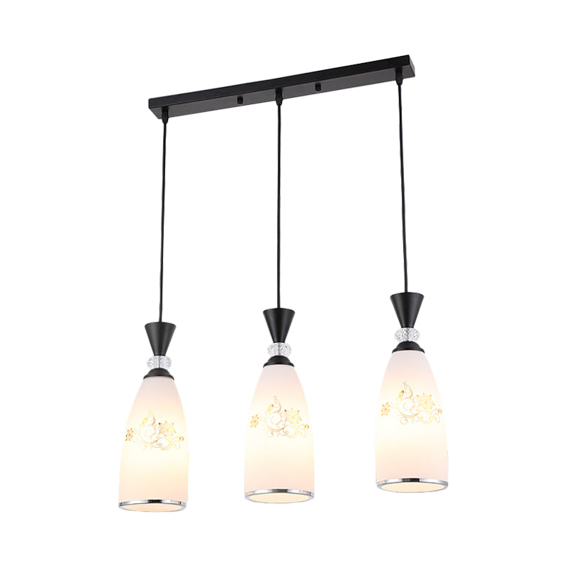 Frosted Glass Teardrop Multi Pendant Light Modernist 3 Bulbs Dining Room Hanging Lamp in White/Black/Chrome Clearhalo 'Ceiling Lights' 'Pendant Lights' 'Pendants' Lighting' 802219