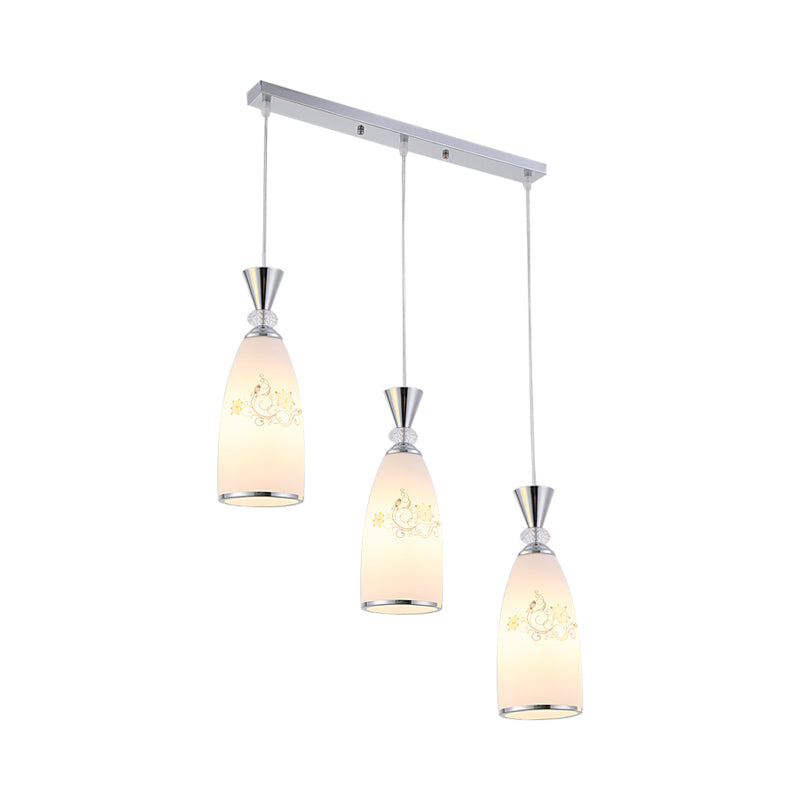 Frosted Glass Teardrop Multi Pendant Light Modernist 3 Bulbs Dining Room Hanging Lamp in White/Black/Chrome Clearhalo 'Ceiling Lights' 'Pendant Lights' 'Pendants' Lighting' 802224