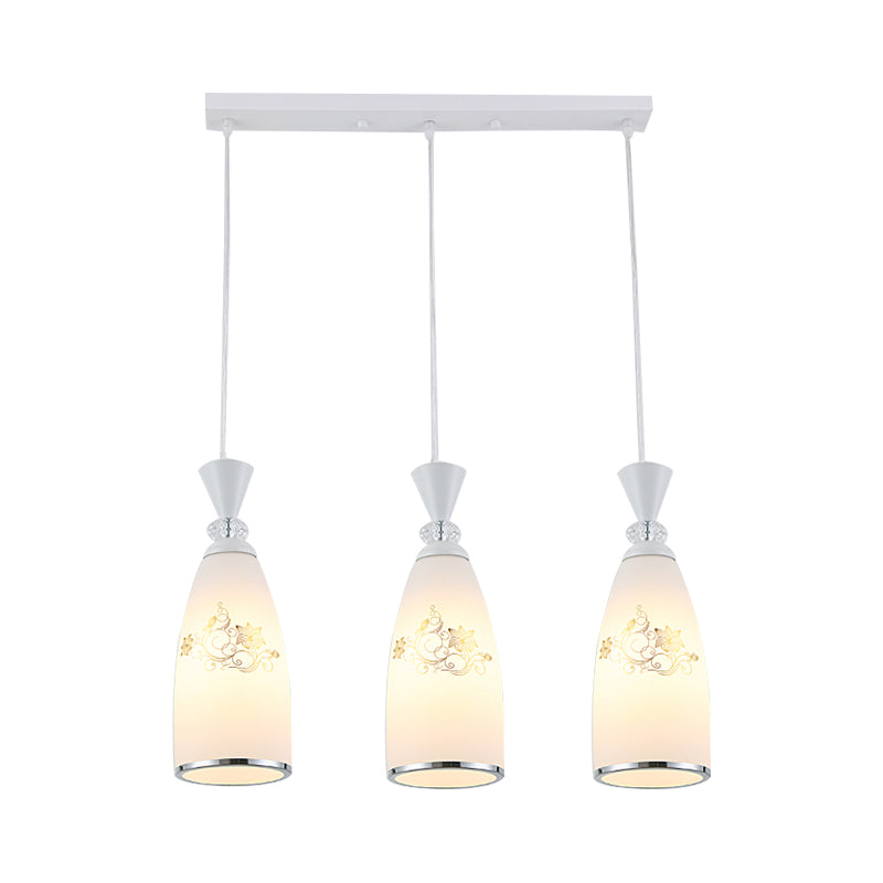 Frosted Glass Teardrop Multi Pendant Light Modernist 3 Bulbs Dining Room Hanging Lamp in White/Black/Chrome Clearhalo 'Ceiling Lights' 'Pendant Lights' 'Pendants' Lighting' 802228