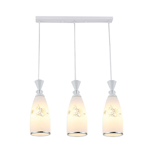 Frosted Glass Teardrop Multi Pendant Light Modernist 3 Bulbs Dining Room Hanging Lamp in White/Black/Chrome Clearhalo 'Ceiling Lights' 'Pendant Lights' 'Pendants' Lighting' 802228