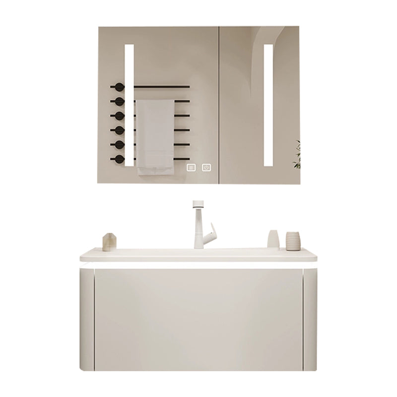 Stone Modern Mirror Included Bathroom Sink Vanity in White with Doors Drawers Vanity & Faucet & Smart Medicine Cabinet Clearhalo 'Bathroom Remodel & Bathroom Fixtures' 'Bathroom Vanities' 'bathroom_vanities' 'Home Improvement' 'home_improvement' 'home_improvement_bathroom_vanities' 8026078
