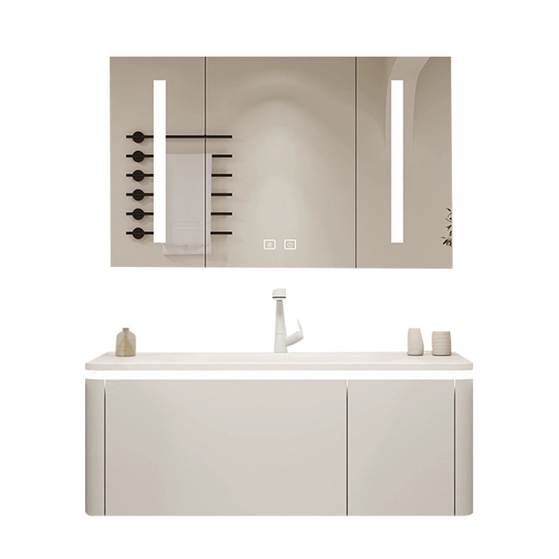 Stone Modern Mirror Included Bathroom Sink Vanity in White with Doors Drawers Vanity & Faucet & Smart Medicine Cabinet Clearhalo 'Bathroom Remodel & Bathroom Fixtures' 'Bathroom Vanities' 'bathroom_vanities' 'Home Improvement' 'home_improvement' 'home_improvement_bathroom_vanities' 8026081